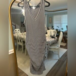 A New Day Ribbed Tank Midi Dress – Black & White Striped, Women’s XL